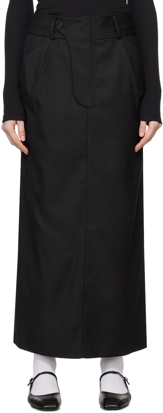 Black Fly Out Maxi Skirt