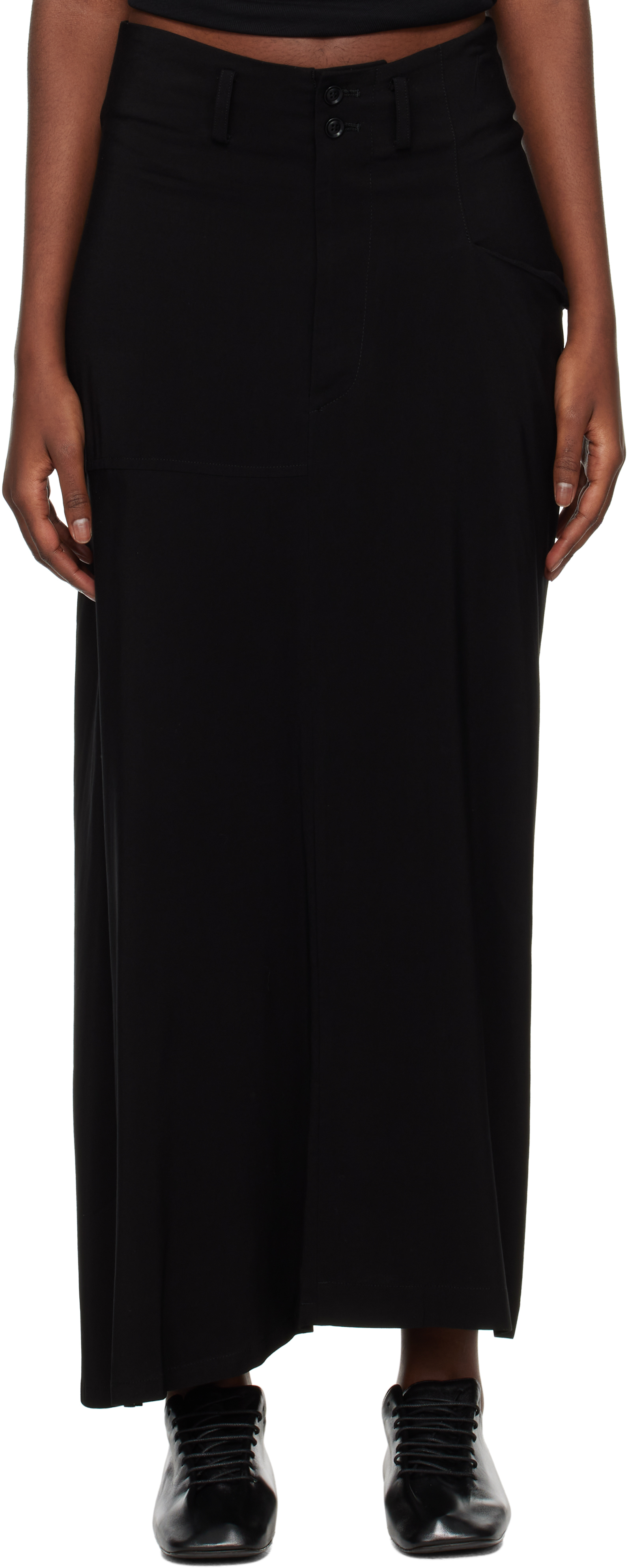 Black U-Left S Cloth Pkt Maxi Skirt