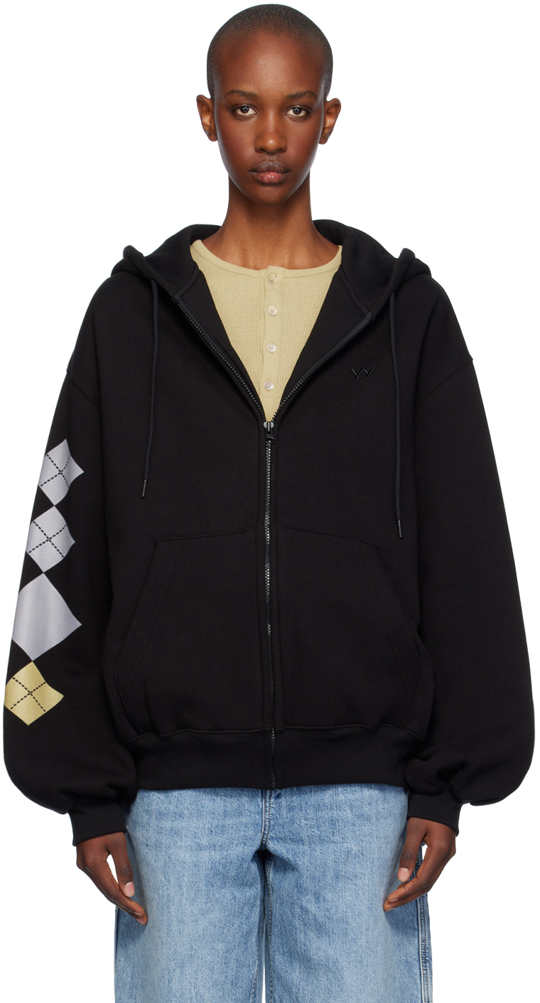 Shop Open Yy Black Argyle Box Hoodie