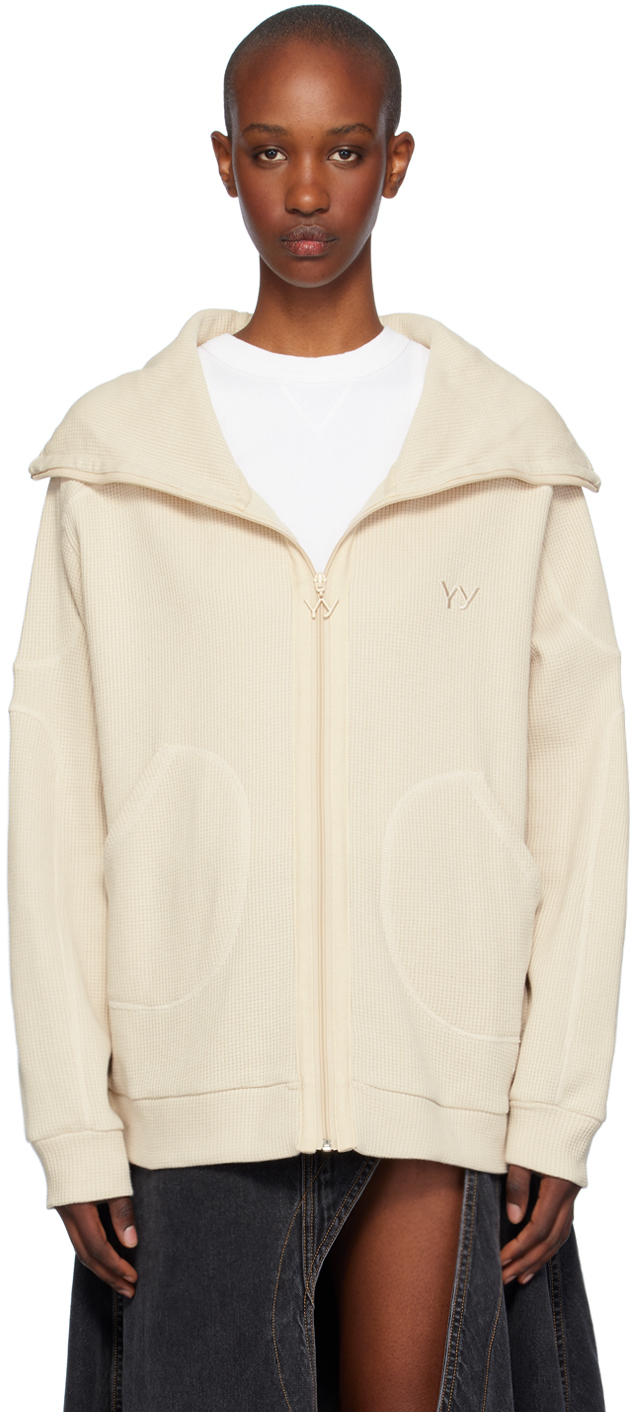 OPEN YY BEIGE WAFFLE BALACLAVA HOODIE 