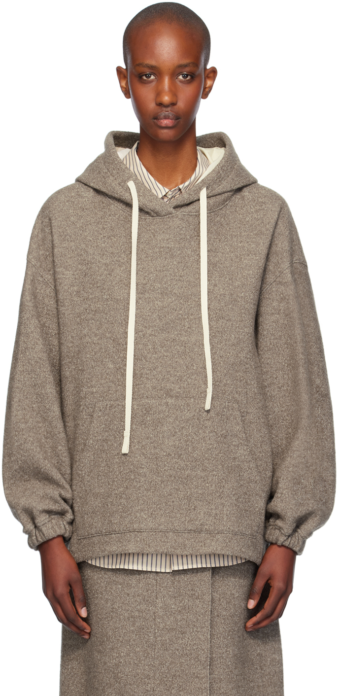 Beige Wool Felted Hoodie