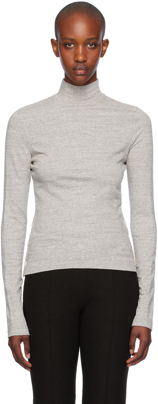 Gray Cotton Jersey Turtleneck