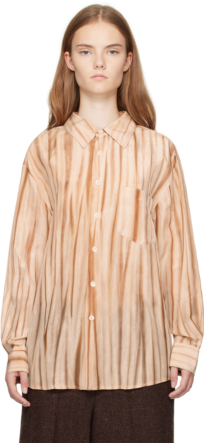 Orange Persimmon Dyed Silk Classic Shirt