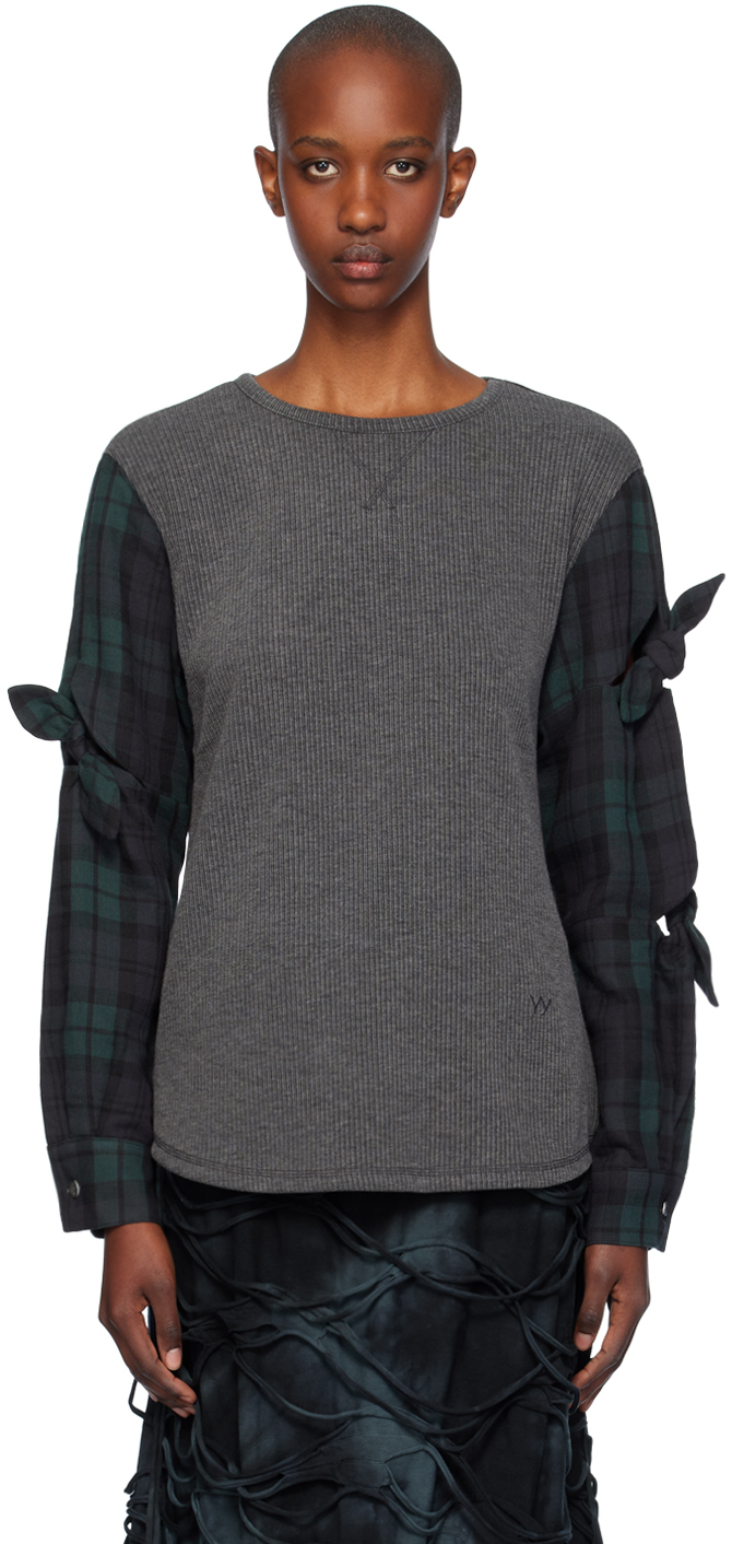 Shop Open Yy Gray Knot T-shirt In Green