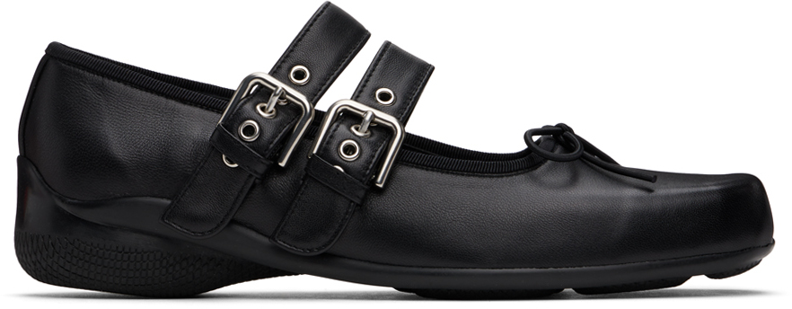 Black Buckle Ballerina Flats