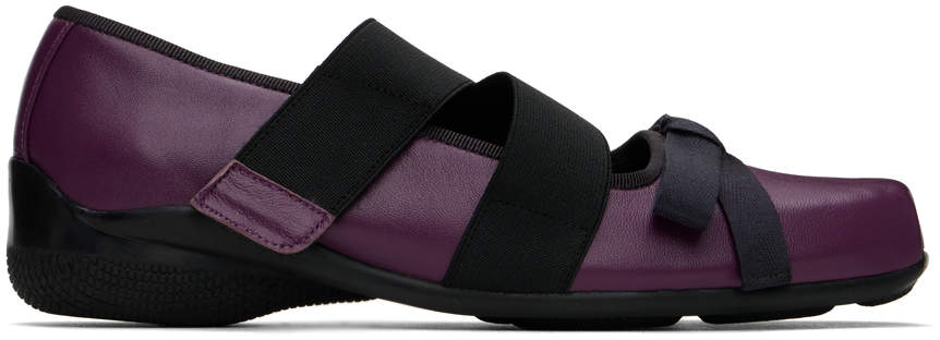 Shop Open Yy Purple Cross Band Ballerina Flats