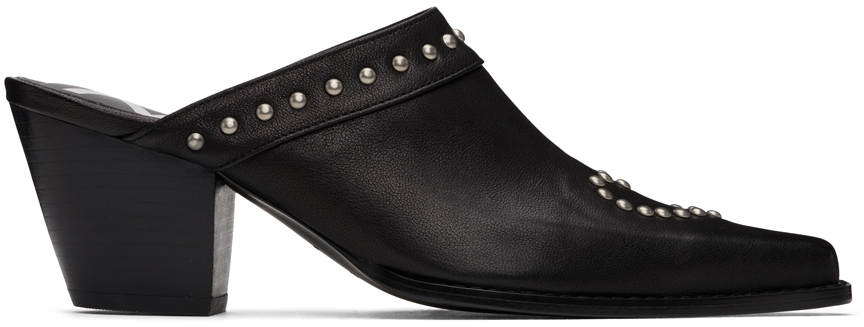 Open Yy Black Heart Stud Western Mules