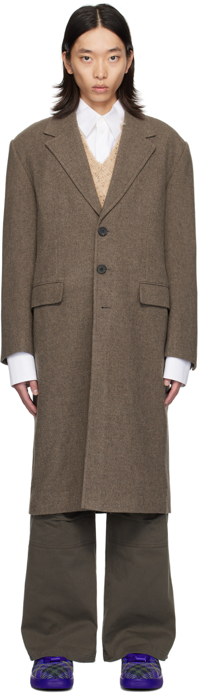 Shop Lesugiatelier Brown Tailored Long Coat