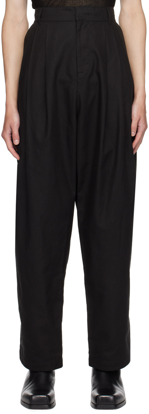 Shop Lesugiatelier Black Pleated Trousers