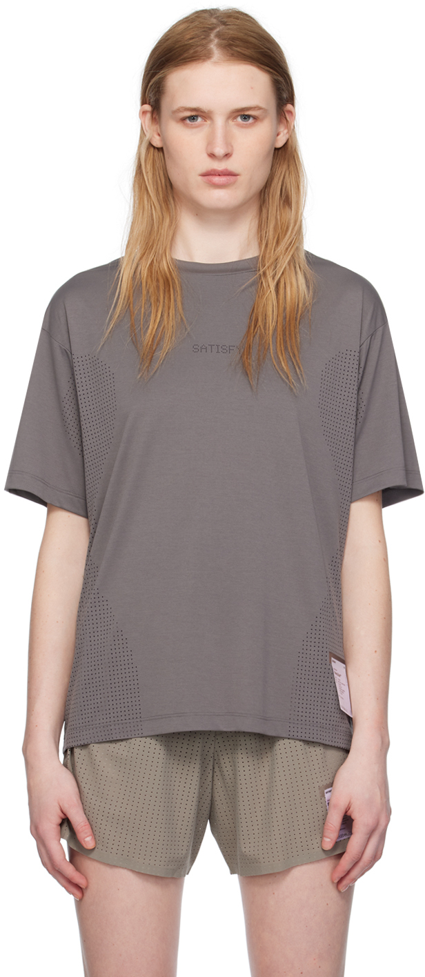 Shop Satisfy Gray Air T-shirt In Mineral Grafite