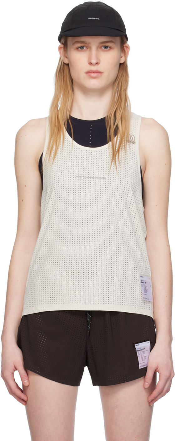 Shop Satisfy Off-white Perforated Tank Top In Chalk