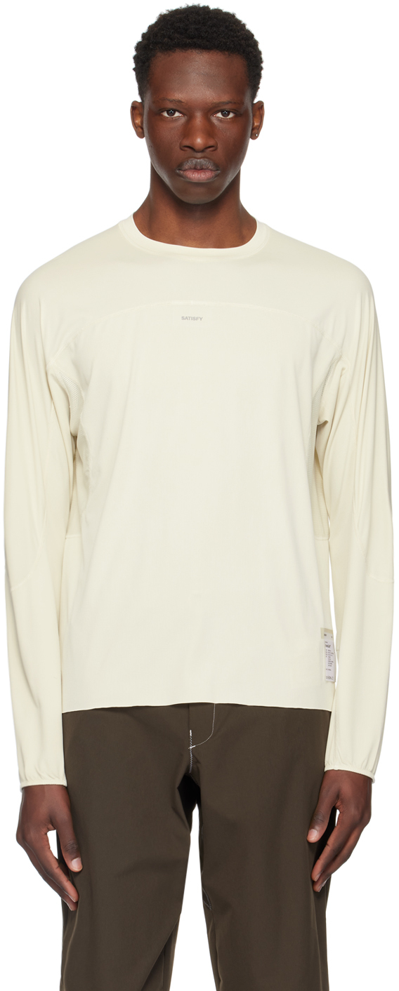 Shop Satisfy Off-white Desert Long Sleeve T-shirt In Mineral White