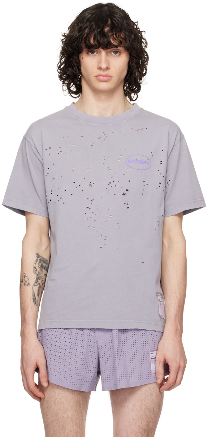 Shop Satisfy Purple Mothtech T-shirt In Aged Quicksilver