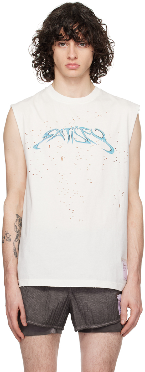 Shop Satisfy White Muscle Tank Top In Off White
