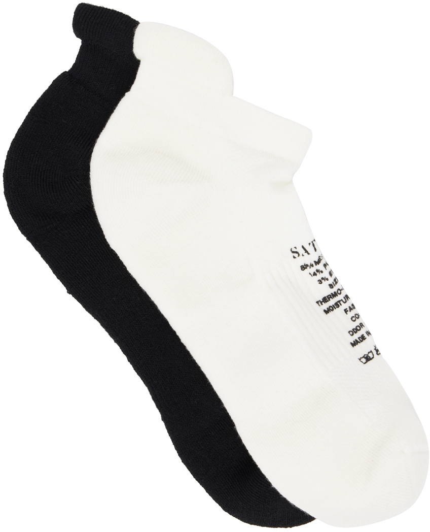 Two-Pack Black & White Merino Low Socks
