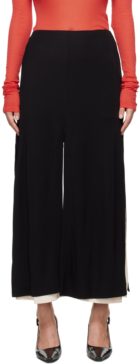 Black Incise Multi-Slit Midi Skirt