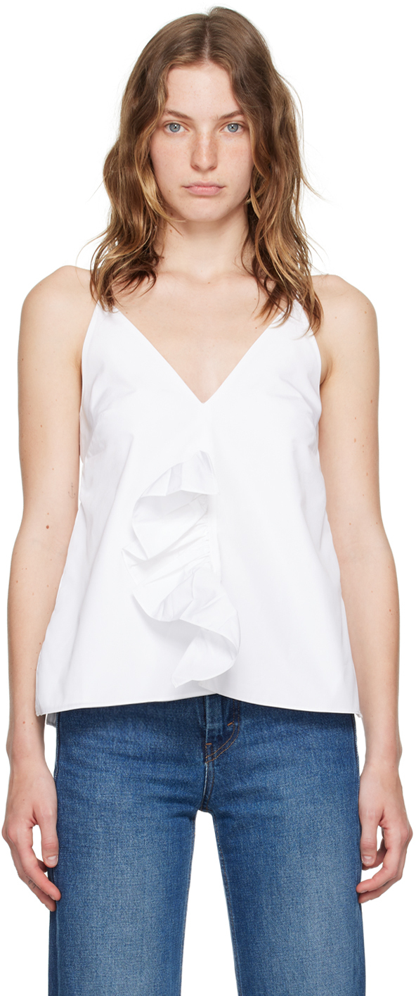 White Multi Slit Frill Tank Top