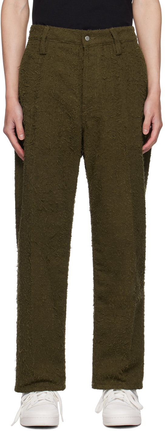 Shop Craig Green Khaki Towel Trousers In Olive