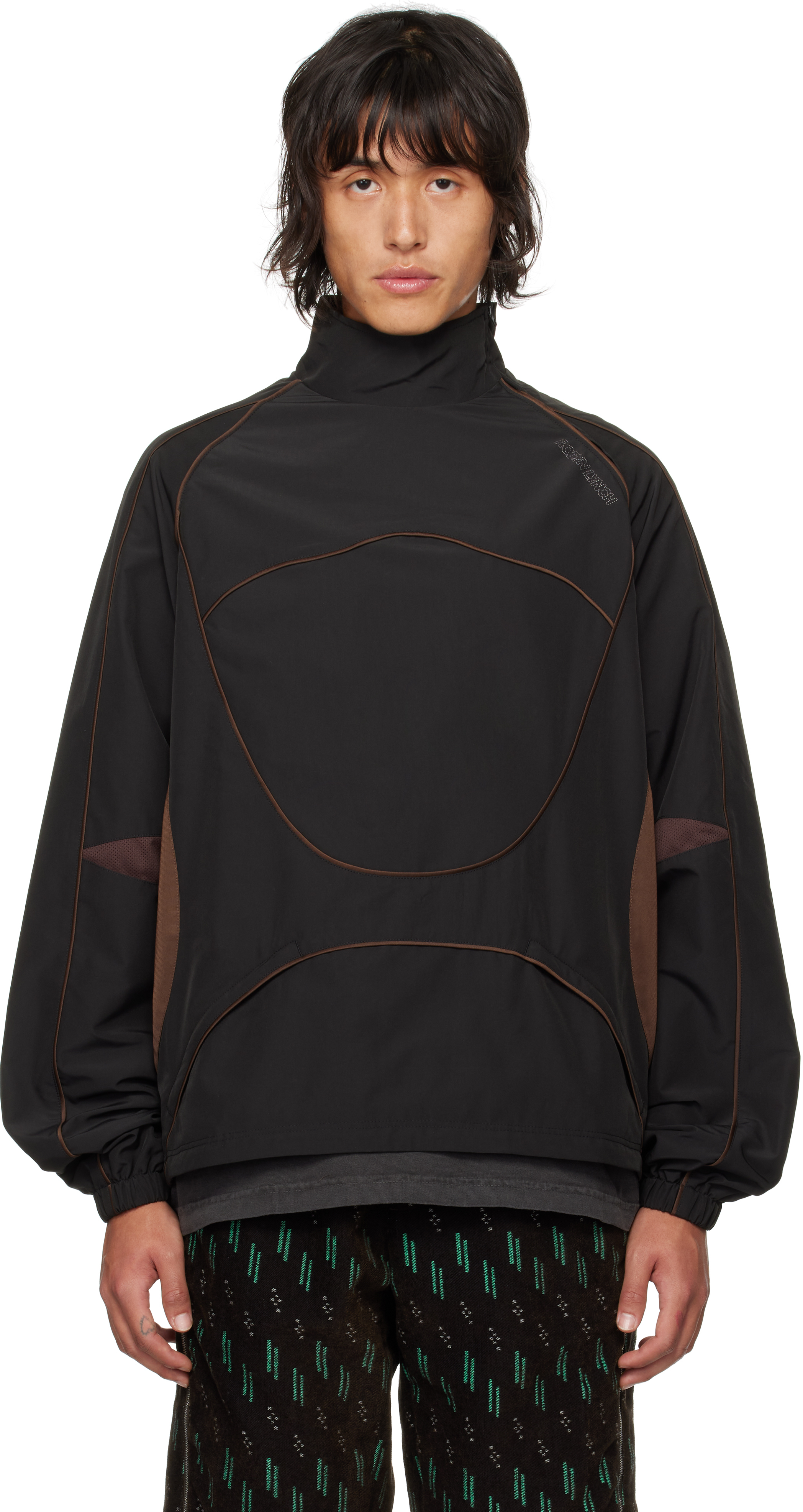 Robyn Lynch Black & Brown Pullover Jacket In Black/ Brown