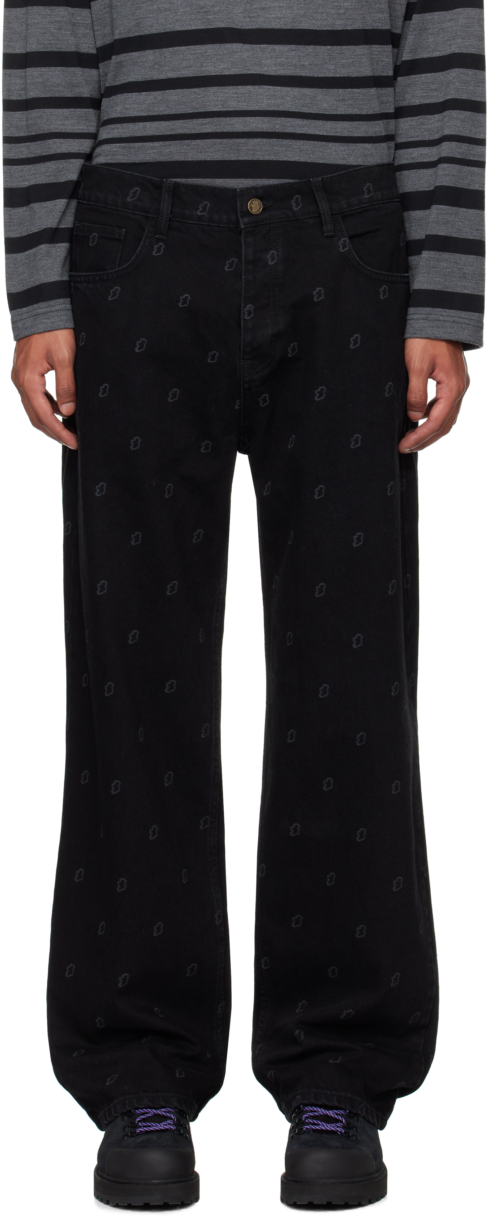 Shop Robyn Lynch Black Laser Etched Eire Motif Jeans