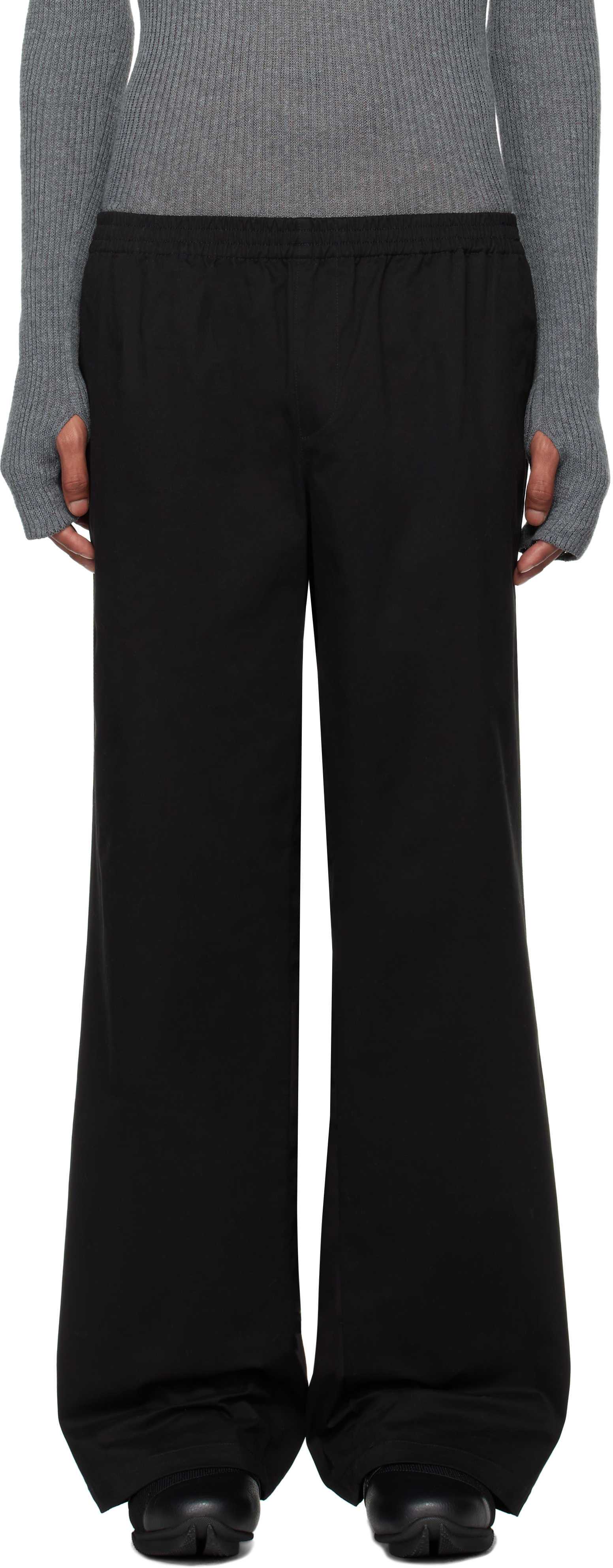 Black Relaxed Fit Twill Trousers