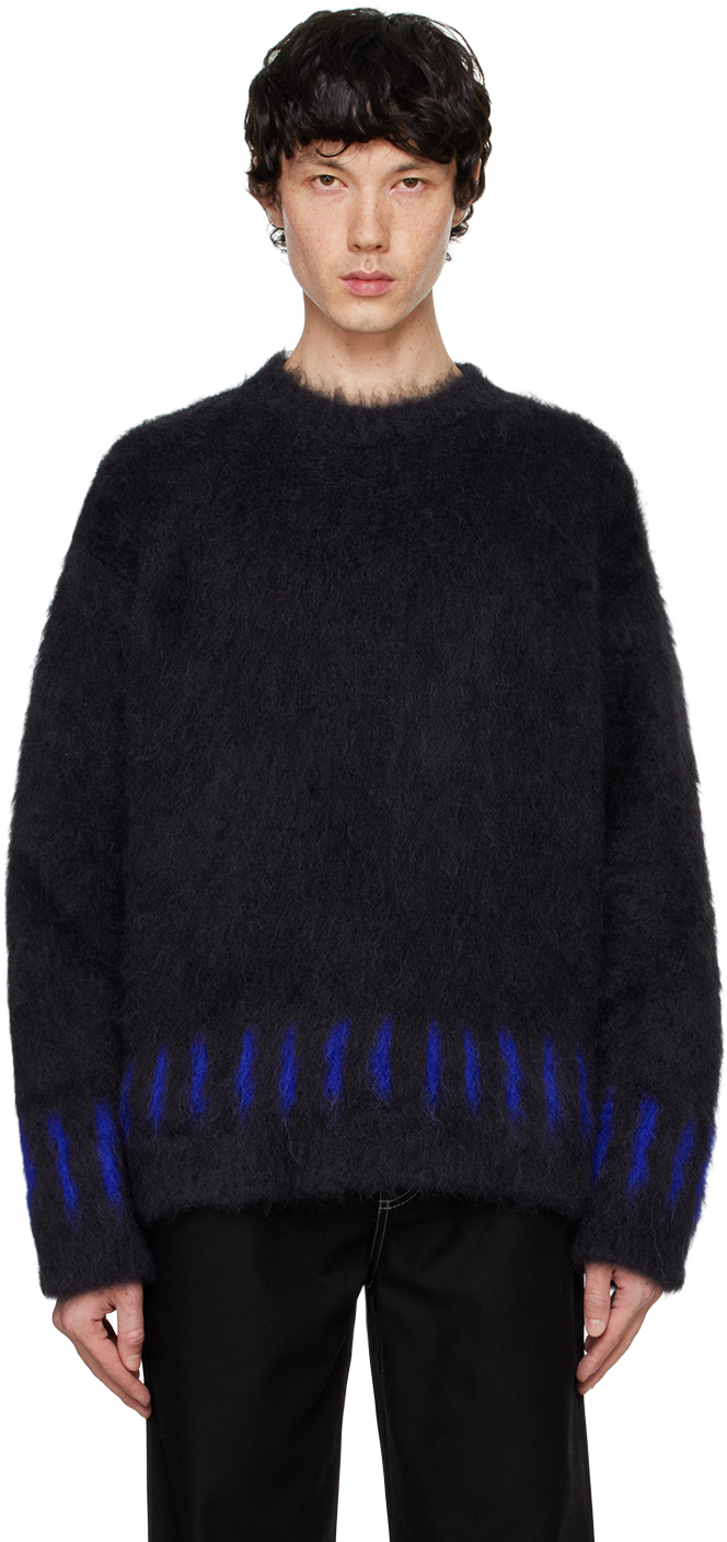 Shop Sunnei Navy Alpaca & Mohair Sweater In 492 Dark Navy