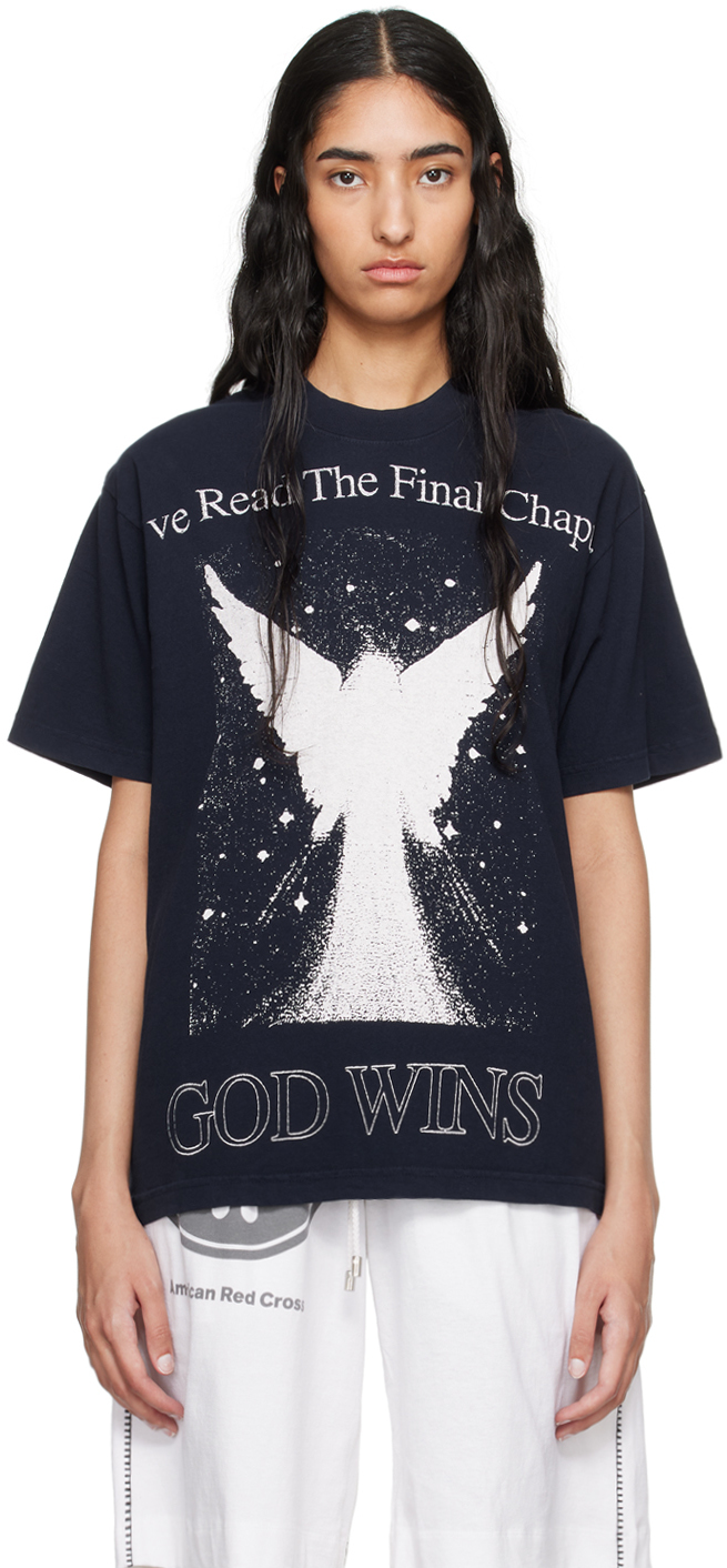 Shop Online Ceramics Navy 'god Wins' T-shirt