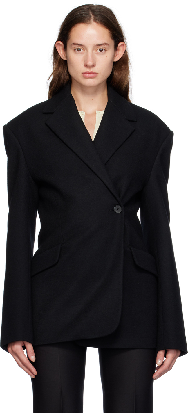 Shop Gia Studios Black Wool Blazer