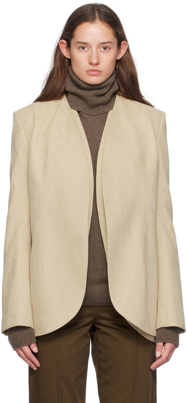 Beige Tulip Faux-Suede Jacket