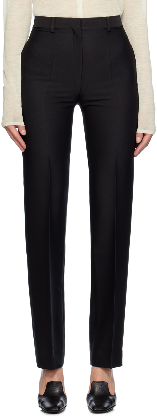 GIA STUDIOS BLACK CREASED TROUSERS 