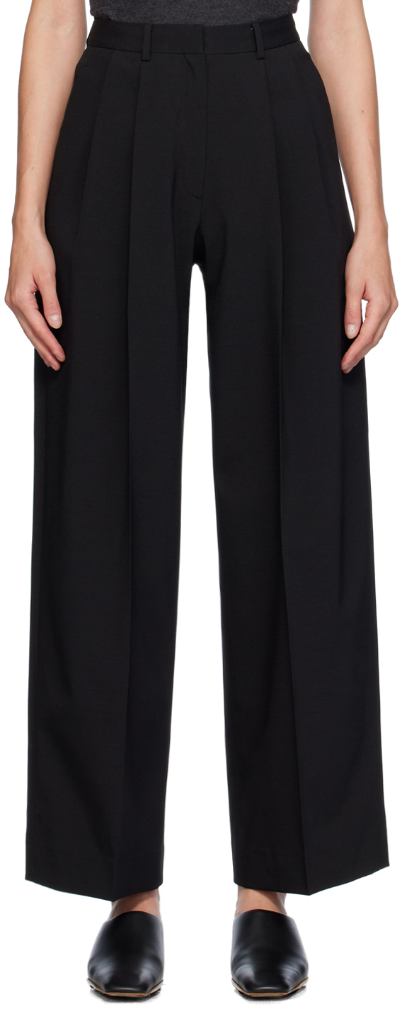 Shop Gia Studios Black Pleated Trousers