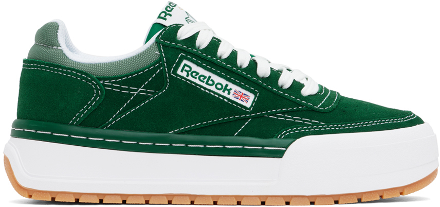 Shop Reebok Green Club C Megacourt Sneakers In Collegiategreen/esca