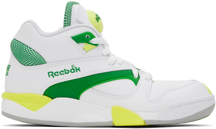 Shop Reebok White Court Victory Pump Sneakers In Ftwwht/glegrn/soacye