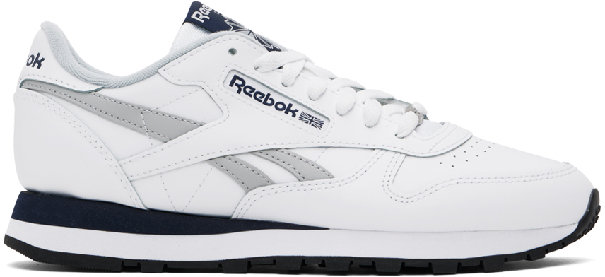 Shop Reebok White Classic Leather Sneakers In White/pugry3/vecnav