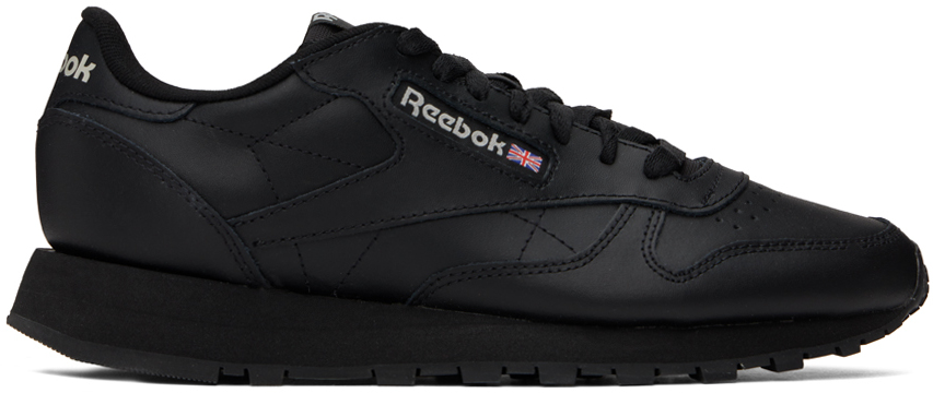 Reebok Black Classic Leather Sneakers In Cblack/cblack/pugry5