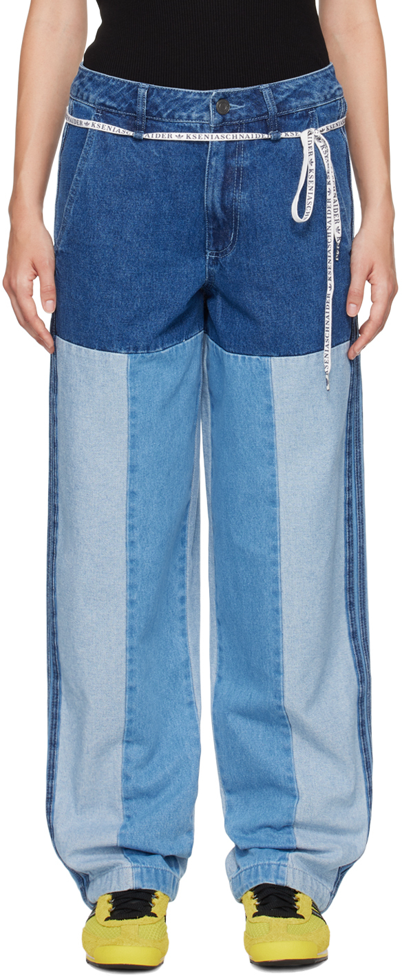 Blue KSENIASCHNAIDER Edition Patchwork Straight Leg Jeans