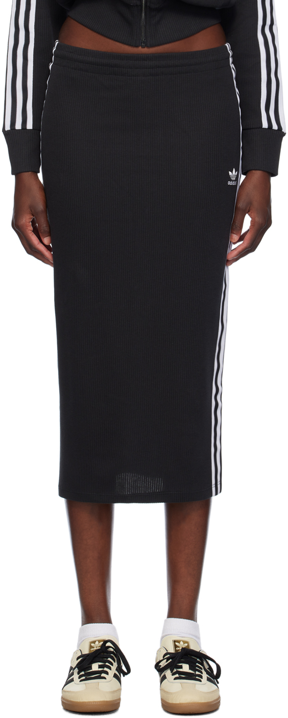 Black Embroidered Midi Skirt