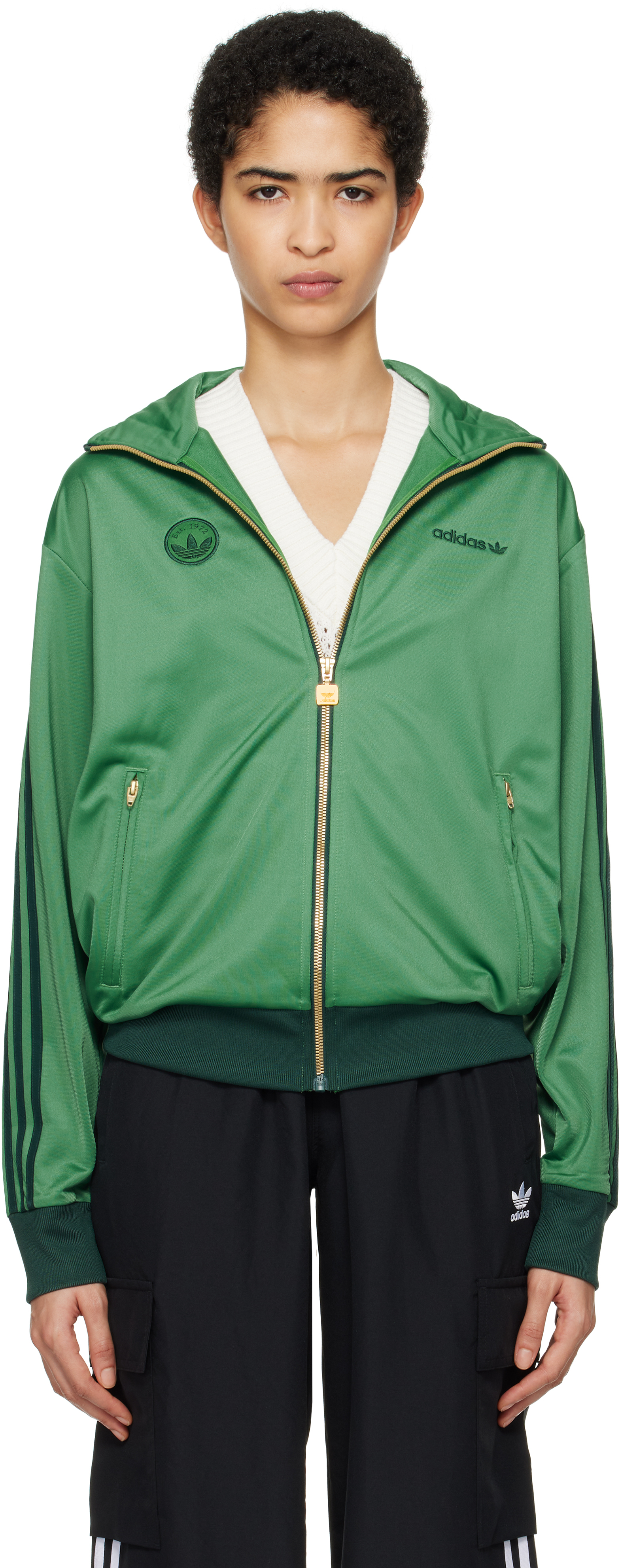 Green Firebird Track Jacket by adidas Originals on Sale