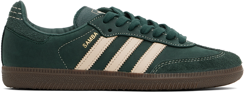 Shop Adidas Originals Green & White Samba Og Sneakers In Crysan/mingre/crysan