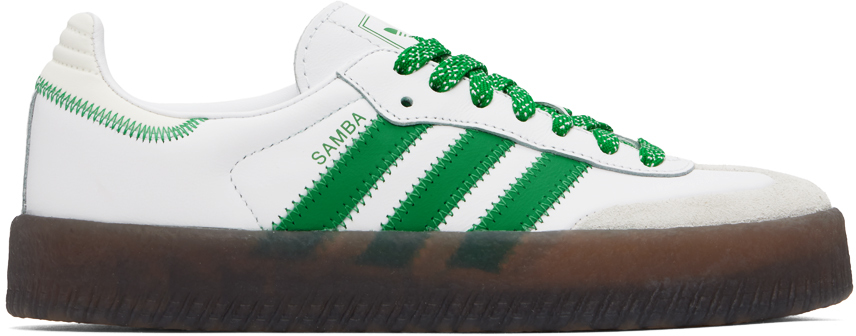 White & Green Sambae Sneakers