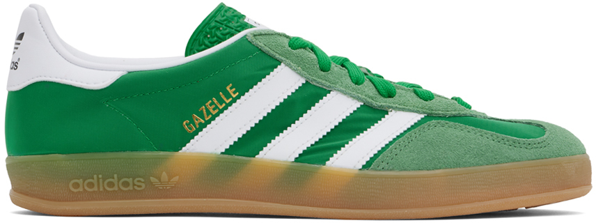 Shop Adidas Originals Green & White Gazelle Indoor Sneakers In Green / Ftwr White /