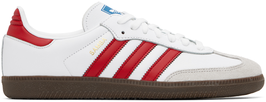 White Red Samba OG Sneakers by adidas Originals on Sale