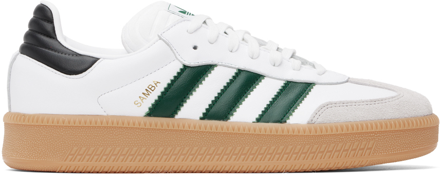 Shop Adidas Originals White & Green Samba Xlg Sneakers In Ftwr White / Collegi