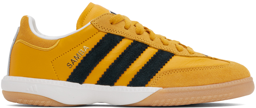 Shop Adidas Originals Black & Yellow Samba Mn Sneakers In Crew Yellow / Core B