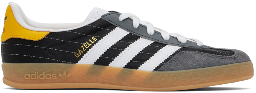 Shop Adidas Originals Black & White Gazelle Indoor Sneakers In Black/ftwwht/gum3