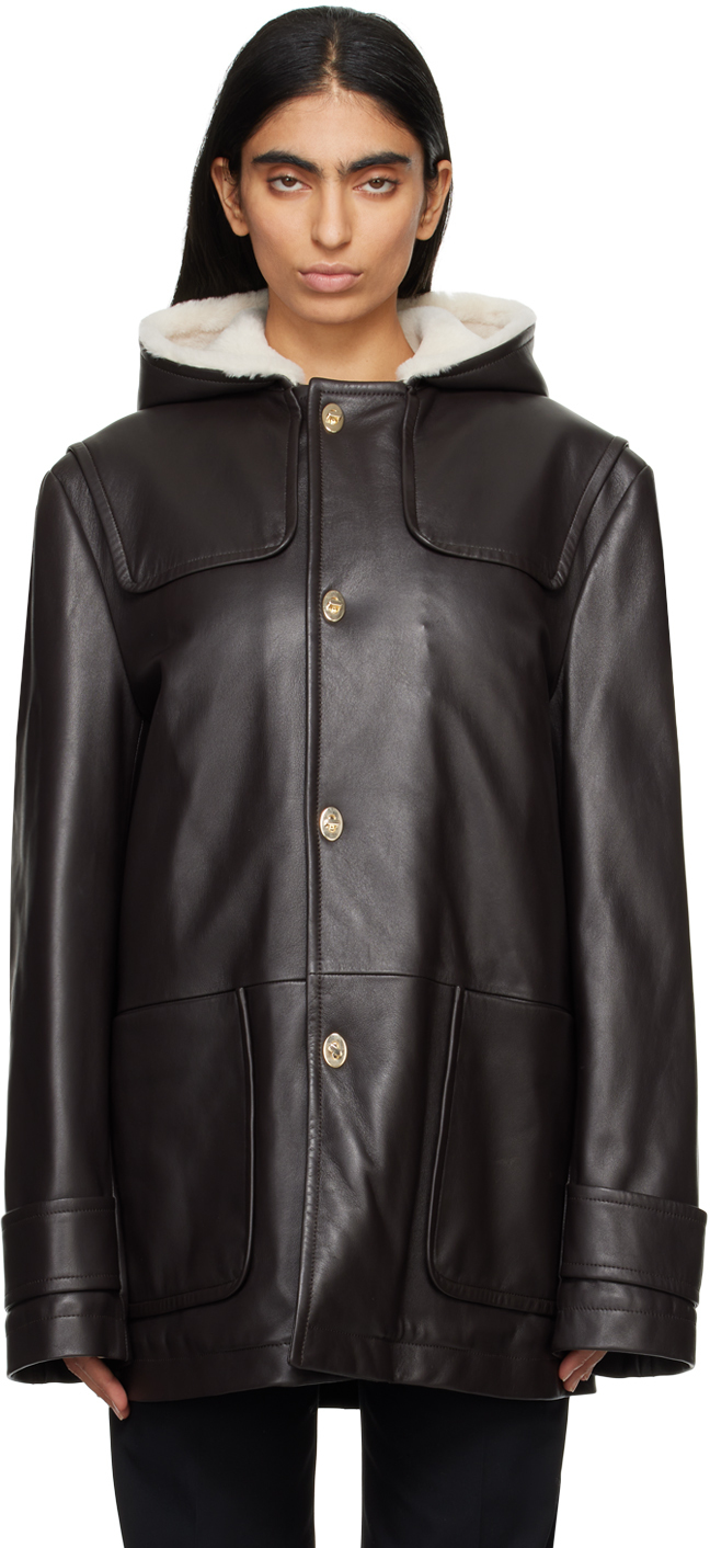 Shop Wales Bonner Brown Thought Leather Jacket