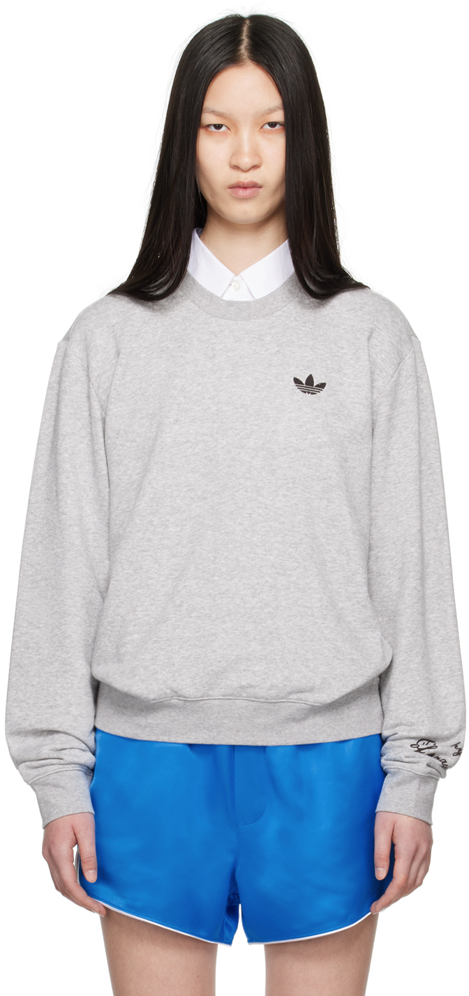 Shop Wales Bonner Gray Adidas Originals Edition Sweatshirt In Medium Grey Heather