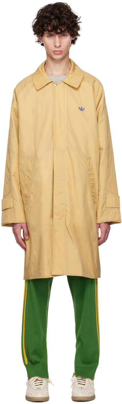 Shop Wales Bonner Beige Adidas Originals Edition Embroidered Logo Reversible Coat In Beige Wb/check Jacq