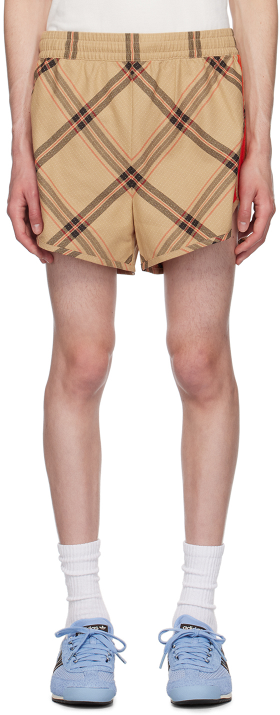 Beige adidas Originals Edition Check Shorts