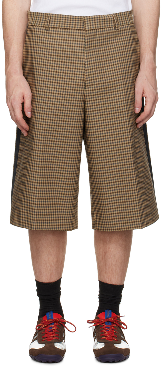 Shop Wales Bonner Beige Dusk Shorts In Beige/ Brown